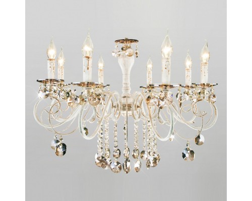 Подвесная люстра Eurosvet Ravenna 10104/8 белый с золотом/тонированный хрусталь Strotskis