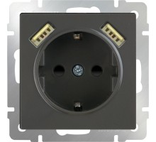 Розетка с заземлением, шторками и 2хUSB, без рамки Werkel WL07 WL07-SKGS-USBx2-IP20