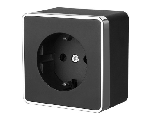 Розетка с заземлением и шторками Werkel  WL15-02-02 (черный)