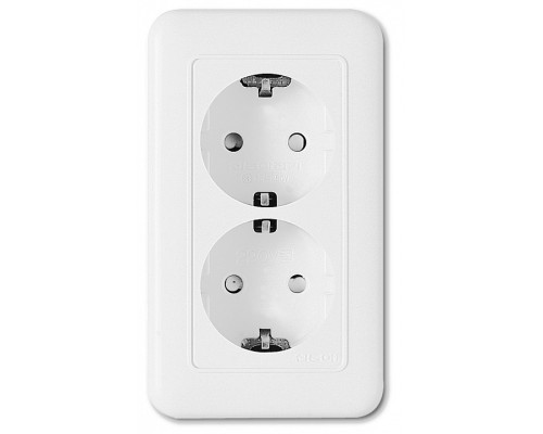 Розетка двойная с заземлением Imex 70 Wide WH WSN 1122 WH