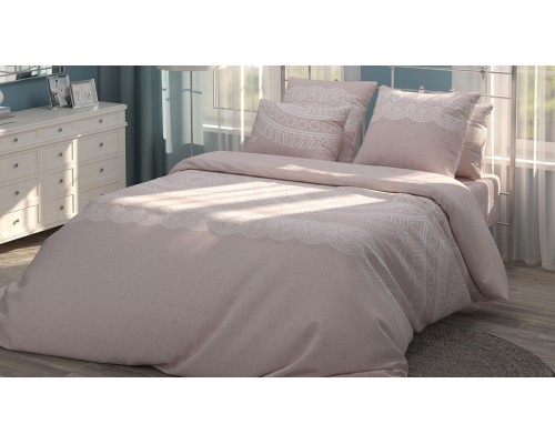 Постельное белье евростандарт Кружевная Пудра