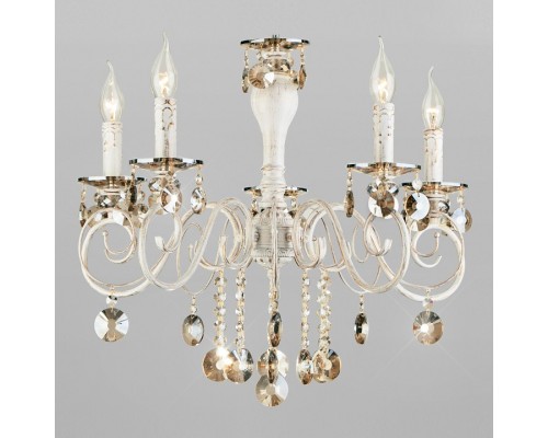 Подвесная люстра Eurosvet Ravenna 10104/5 белый с золотом/тонированный хрусталь Strotskis