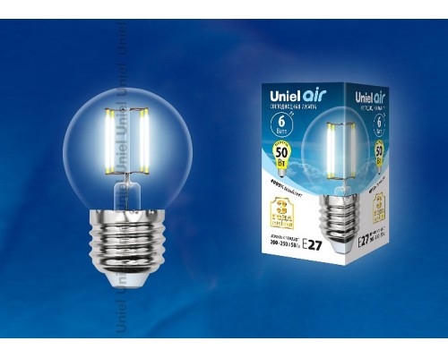 Лампа светодиодная Uniel Air E27 6Вт 4000K LED-G45-6W/NW/E27/CL GLA01TR картон