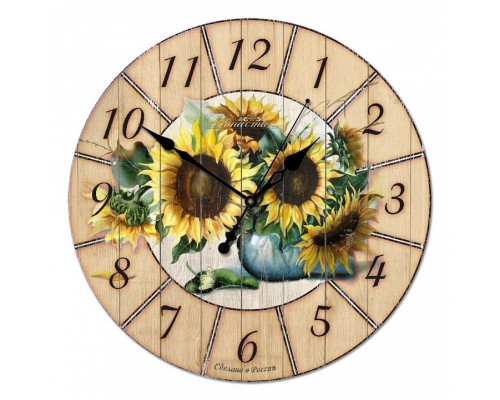 Настенные часы (33x33x4 см) Подсолнухи 02-012