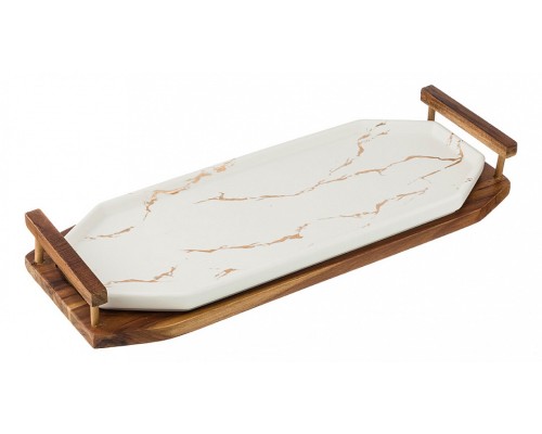 Блюдо (37.5x14x2 см) Золотой Мрамор 412-115