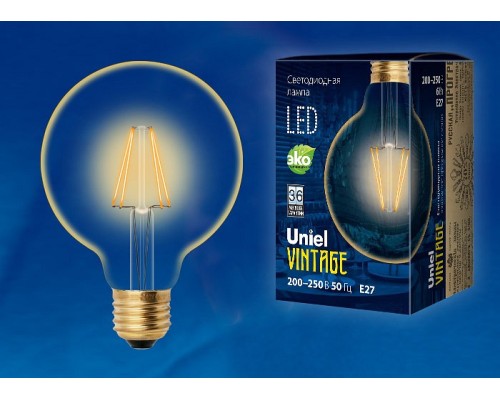 Лампа светодиодная Uniel Golden E27 6Вт K LED-G95-6W/GOLDEN/E27 GLV21GO