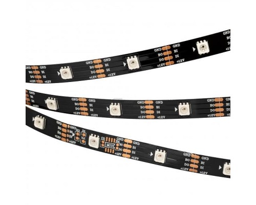 Лента светодиодная Arlight SPI-5000-RAM-5060-30 12V Cx1 RGB-Auto (Black 10mm, 4.8W/m, IP20) 029757