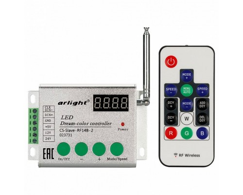 Контроллер-регулятор цвета RGBW с пультом ДУ Arlight CS-Slav CS-Slave-RF14B-2 (5-24V, ПДУ 14кн)