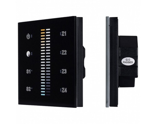 Панель-регулятора ЦТ сенсорная встраиваемая Arlight Sens SR-2830B-AC-RF-IN Black (220V, MIX+DIM, 4 зоны)