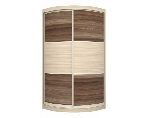 Радиусный шкаф купе Мебелеф-4 Материал фасада:ХДФ в пленке ПВХ, Цвет корпуса:Ясень шимо светлый, Цвет фасада:Ясень шимо светлый/Ясень