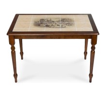 Стол обеденный CT 3045P дуб темный с рисунком Город 2