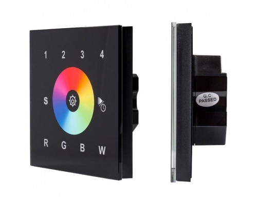 Панель-регулятора цвета RGBW сенсорная встраиваемая Arlight Sens SR-2820AC-RF-IN Black (220V, RGBW, 4зоны)