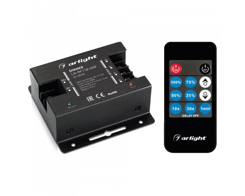 Контроллер-диммер с пультом ДУ Arlight LN-RF11 LN-RF11B-DIM (12-24V, 3x6A, ПДУ Карта 11 кн)