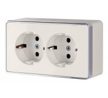 Розетка двойная с заземлением Werkel слоновая кость WL15-02-03