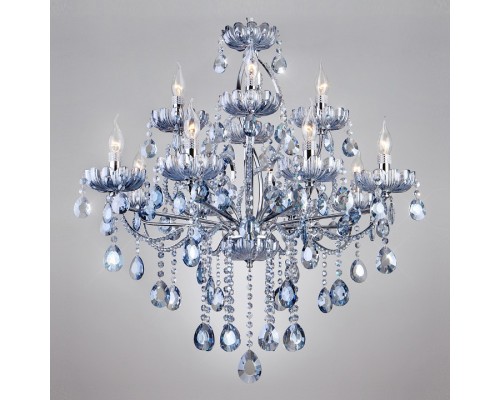 Подвесная люстра Eurosvet Darfina 3015/12 хром/лазурный хрусталь Strotskis