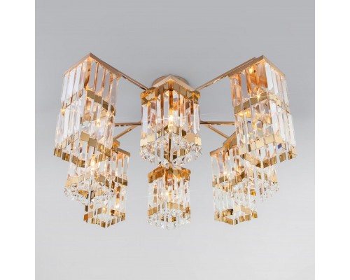 Потолочная люстра Eurosvet Barra 10100/8 золото/прозрачный хрусталь Strotskis