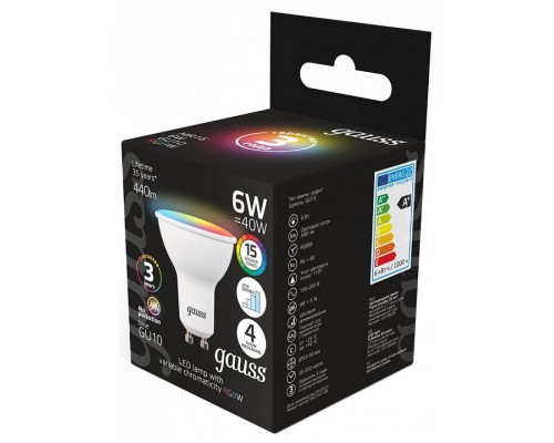 Лампа светодиодная Gauss 406 GU10 6Вт 3000-6500K 101106406