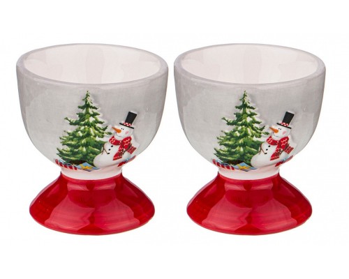 Набор из 2 подставок для яиц (5.5x5.9 см) Веселые снеговики 493-768