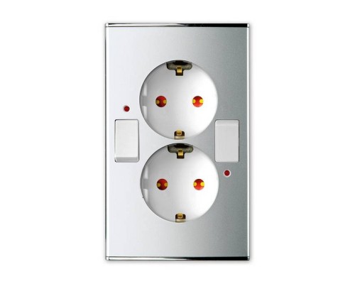 Розетка двойная с заземлением Imex Parthenon Silver WRC 2338