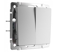 Выключатель двухклавишный без рамки Werkel серебряный матовый W1120065