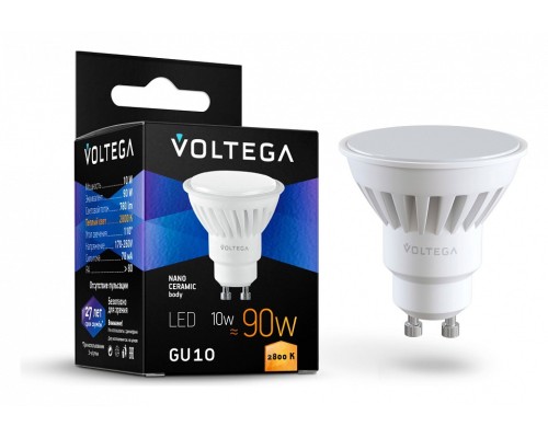 Лампа светодиодная Voltega Ceramics GU10 10Вт 2800K