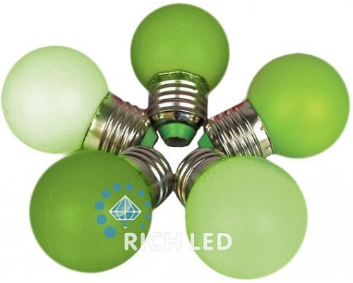 Лампа светодиодная RL-BL E27 220В 1Вт зеленый RL-BL-E27-G45-G