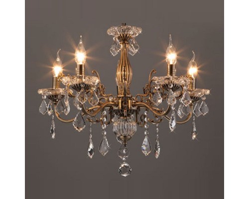 Подвесная люстра Eurosvet Elisha 3281/5 античная бронза/прозрачный хрусталь Strotskis