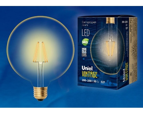 Лампа светодиодная Uniel Golden E27 8Вт K LED-G125-8W/GOLDEN/E27 GLV21GO