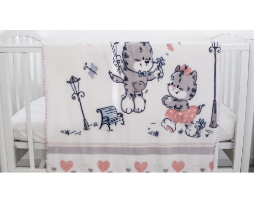 Плед (100x118 см) Котята и сердечки