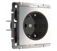 Розетка с заземлением и шторками, без рамки Werkel глянцевый никель W1171102 и шторками (глянцевый никель)