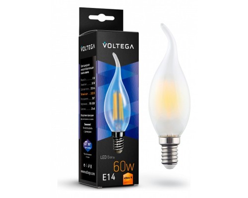 Лампа светодиодная Voltega Crystal E14 6Вт 2800K