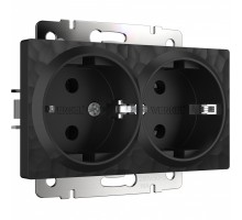 Розетка двойная с заземлением без рамки Werkel Hammer W1272008 (черный)