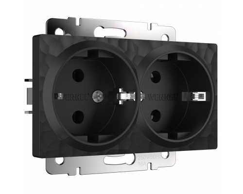 Розетка двойная с заземлением без рамки Werkel Hammer W1272008 (черный)