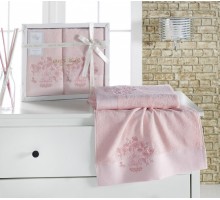 Набор из 2 полотенец для ванной Flori S.107-(пудра)