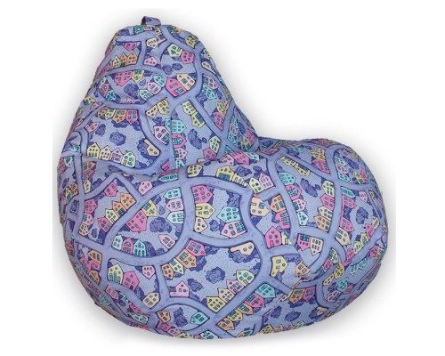 Кресло-мешок Домики Фиолетовые Велюр L
