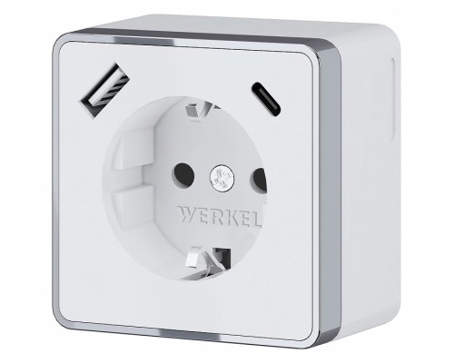 Розетка с заземлением, шторками и USB Werkel Gallant (белая) W5071701