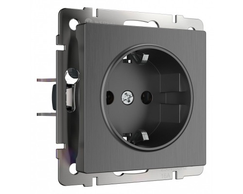 Розетка с заземлением без рамки Werkel графит рифленый W1171004