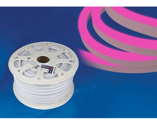 Лента светодиодная Uniel ULS-N21-2835 ULS-N21-2835-120LED/m-8mm-IP67-220V-8W/m-50M-PINK бобина