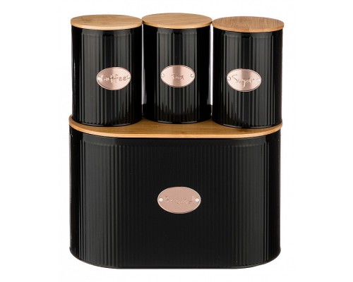 Набор из хлебницы с банками для пищевых продуктов Черное золото 790-191