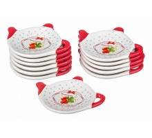 Набор из 12 подставок под чайные пакетики (10x10x2 см) Клубничка 230-036