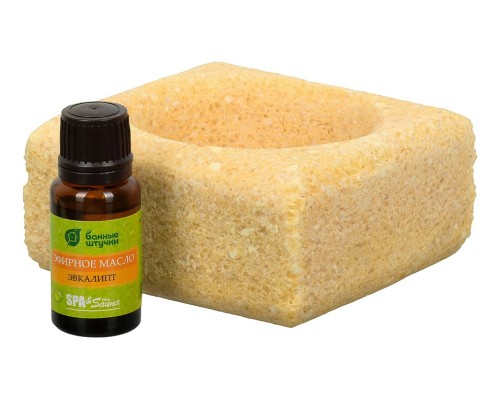 Набор из запарки для бани и соляного испарителя (10x10x5 см) Эвкалипт 32483