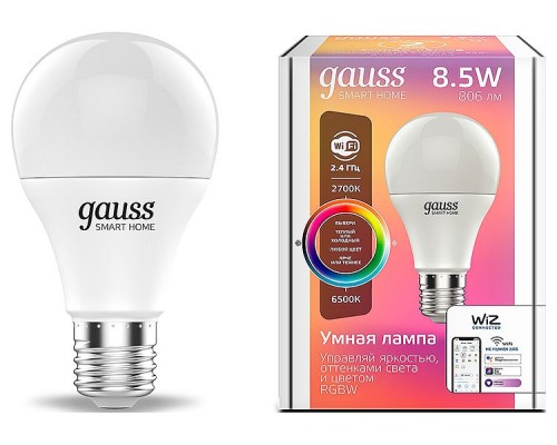 Лампа светодиодная Gauss Smart Home E27 8.5Вт 2700-6500K 1170112