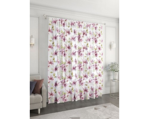 Гардина (300x260 cм) 1 шт. Розовые Цветы