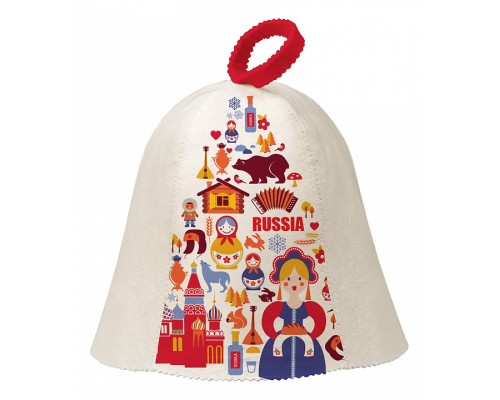 Шапка для бани универсальная Матрешки