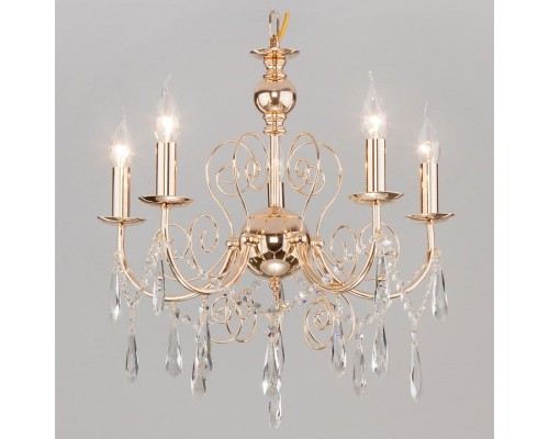 Подвесная люстра Eurosvet Wispa 10094/5 золото/прозрачный хрусталь Strotskis